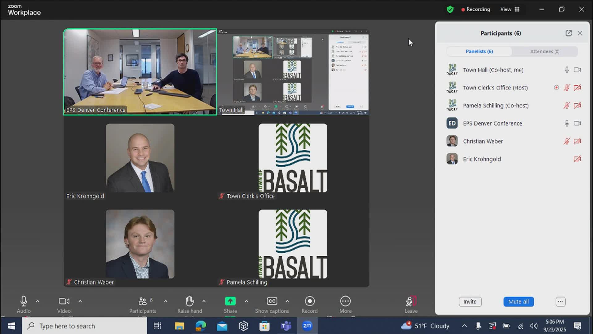 Basalt Town Council Work Session & Regular Meeting 9/23/25