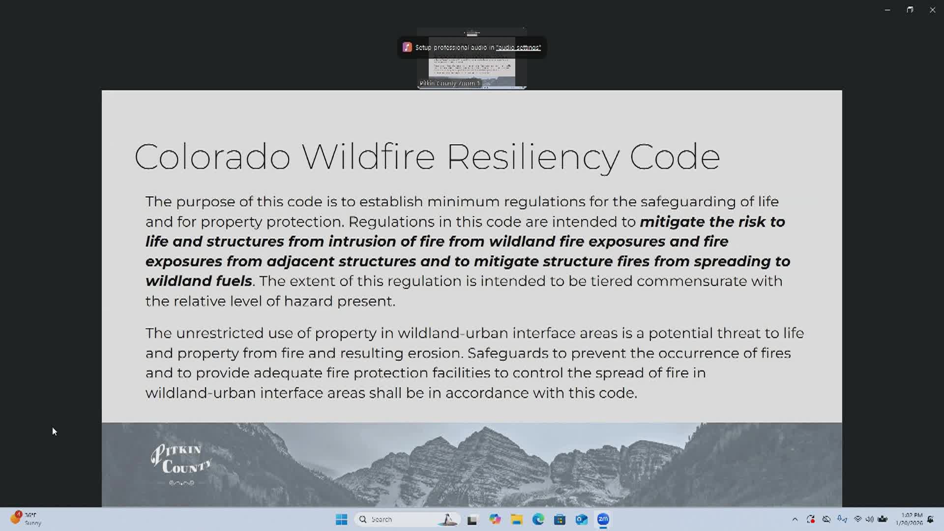 Thumbnail image for Pitkin County BoCC Work Session 1/20/26