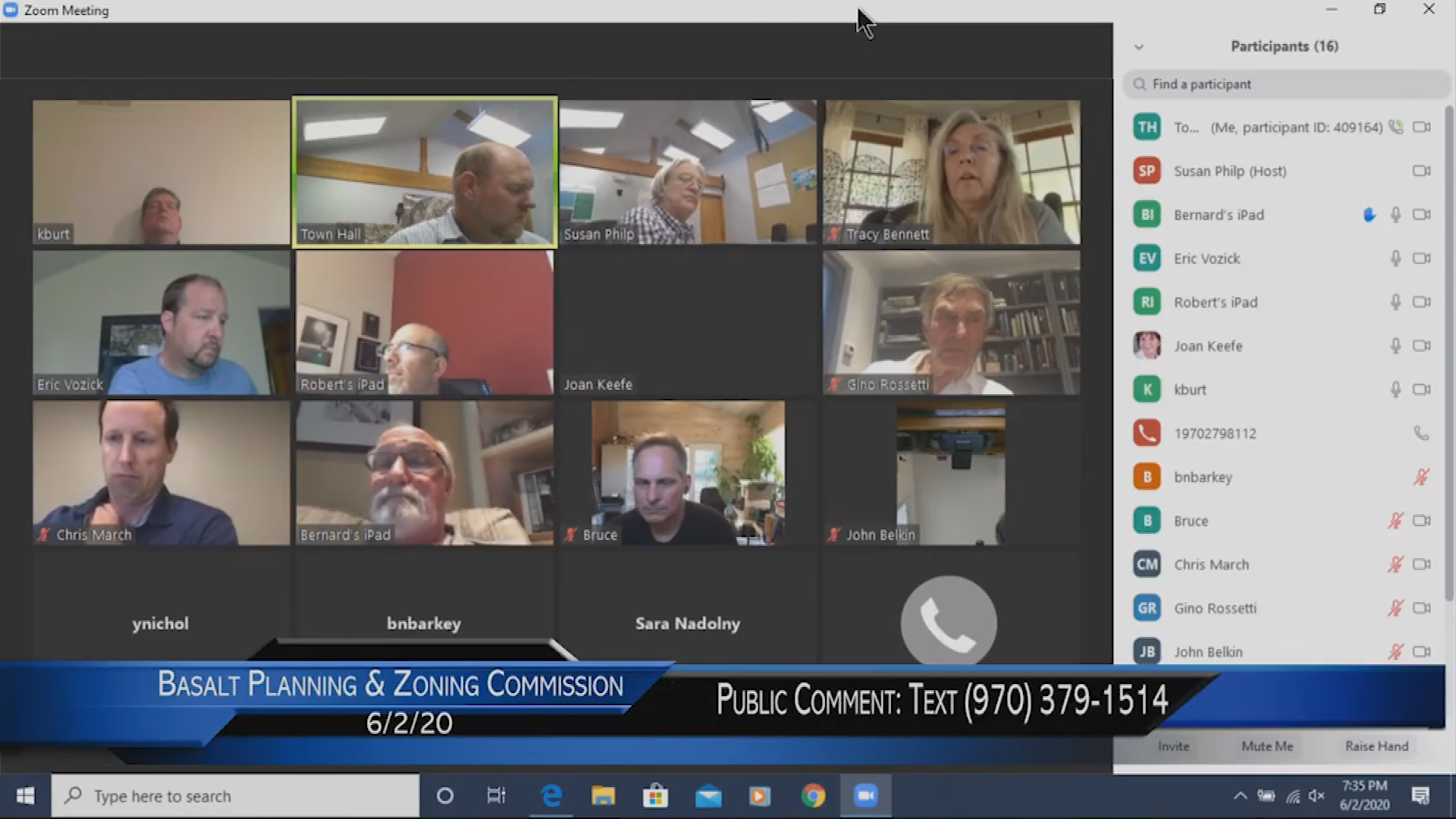 Thumbnail image for Basalt Town P&Z (Planning and Zoning) Commission Meeting  6/2/20